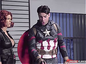 Captain America submerges ebony Widow in his superhero jizm