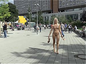 blondie Czech teenage displaying her super-hot assets bare in public