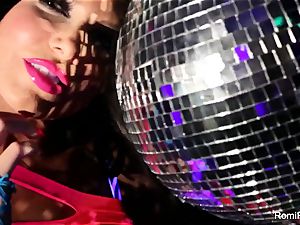 Romi plays w disco ball then plunges fucktoys in her vag