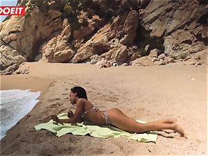 LETSDOEIT - super-hot ebony teenage fucked stiff At The Beach